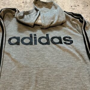 Adidas Gray Hoodie with Black Accents Boys 18-20 xl